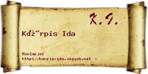 Kárpis Ida névjegykártya